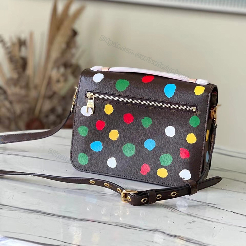 9A Shoulder Bags Messenger Bag Pochette Polka Dot Metis Hard Case Lock Canvas Leather Handbag Embossed Silk Screen Crossbody 25cm L298