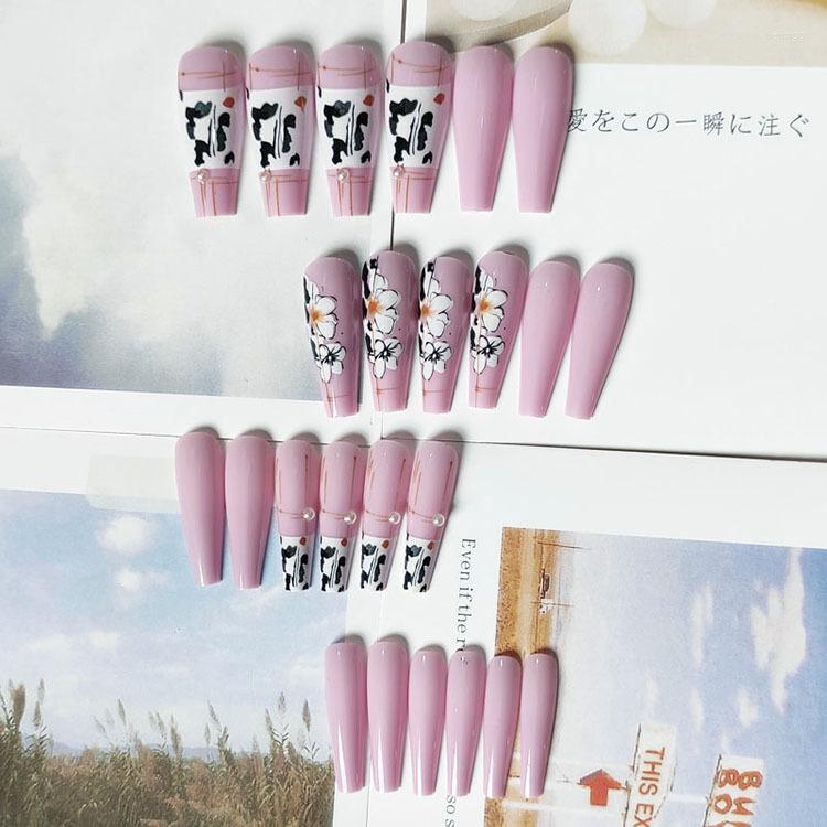 False Nails 24pcs Rhinestone Inlaid Pink Nail Patch Glue Type Removable Long Paragraph Fashion SANA889, White
False Nails 24pcs Rhinestone Inlaid Pink Nail Patch Glue Type Removable Long Paragraph Fashion SANA889, White