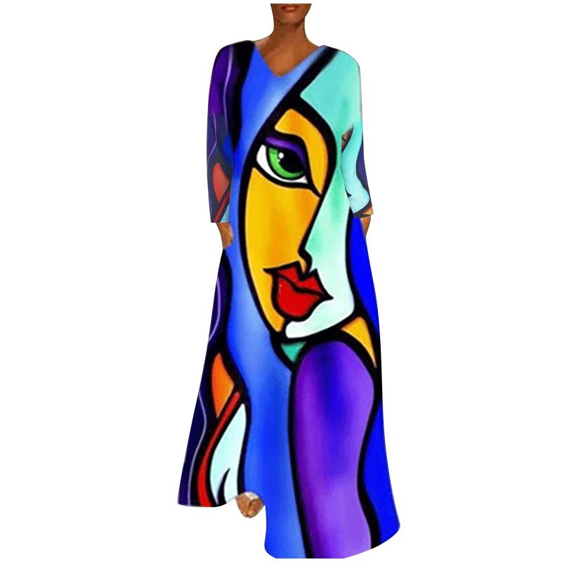 Casual Dresses Summer Vintage Maxi Women Abstract Graphic Print Pocket V-Neck Party Dress Female Loose Short Sleeve Vestidos, Blue
Casual Dresses Summer Vintage Maxi Women Abstract Graphic Print Pocket V-Neck Party Dress Female Loose Short Sleeve Vestidos, Blue