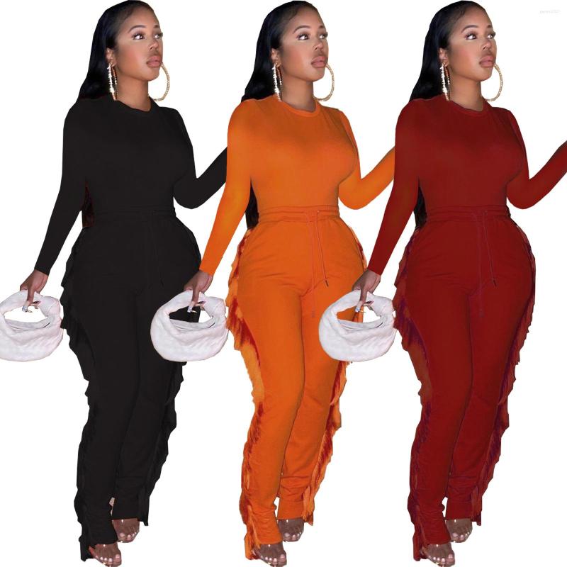 Women's Two Piece Pants DN8656 Ladies Casual Two-piece Spring And Autumn Fashion Solid Color Long-sleeved Knitted Trousers Tassel Sports, Orange
Women's Two Piece Pants DN8656 Ladies Casual Two-piece Spring And Autumn Fashion Solid Color Long-sleeved Knitted Trousers Tassel Sports, Orange