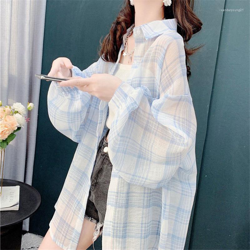 Women's Blouses Thin Sunscreen Beach Plaid Blouse Womens 2023 Summer Fashion Loose Long Sleeve Ladies Chiffon Shirt Casual Female Tops, Blue plaid
Women's Blouses Thin Sunscreen Beach Plaid Blouse Womens 2023 Summer Fashion Loose Long Sleeve Ladies Chiffon Shirt Casual Female Tops, Blue plaid