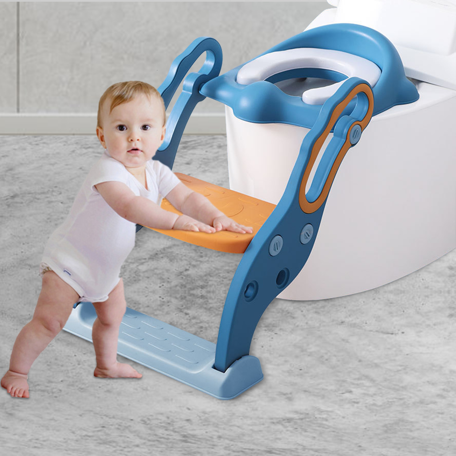 Step Stools Toddler Toilet Seat With Step Stool Comfortable Cushion Anti-Slip Pads Sturdy Adjustable Height Anti-Slip Pad For Boys Girls 230217