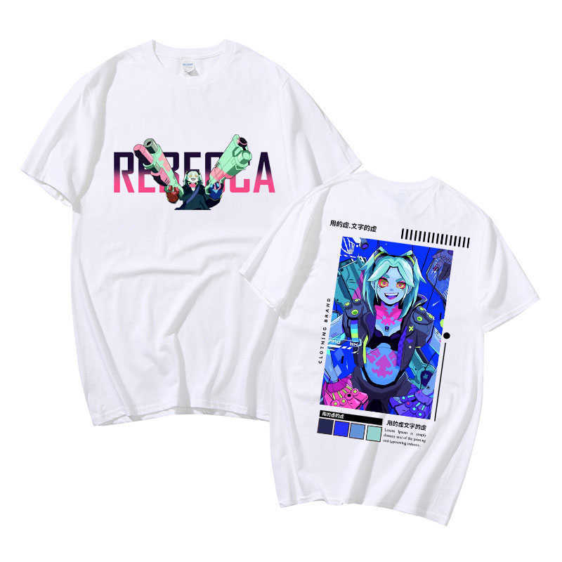 Men's T-Shirts Cyberpunk Edgerunners Rebecca Aesthetic Graphic Tshirt Man Cool Fashion Punk Streetwear Men Women The Locomotive Style T Shirt J23