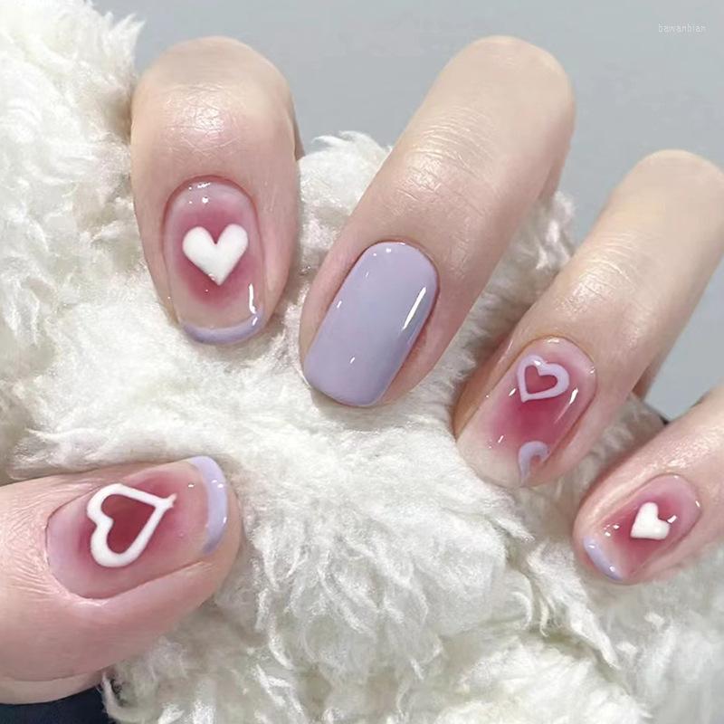 False Nails 24 Pcs Press On Short Square Tip Fresh Heart Fake Nail Ballerina Glossy Art Beauty Fashion, Zzy108
False Nails 24 Pcs Press On Short Square Tip Fresh Heart Fake Nail Ballerina Glossy Art Beauty Fashion, Zzy108
