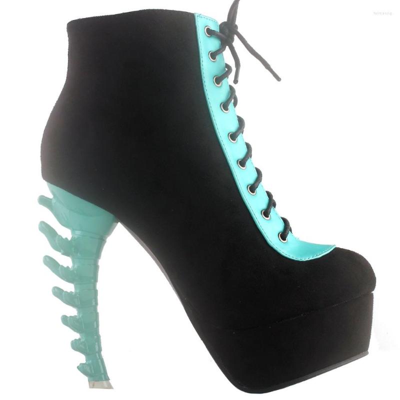 Dress Shoes LF80669 SHOW STORY Punk Black Aqua Two Tone Lace Up Zip High-top Bone Platform Ankle Boots
Dress Shoes LF80669 SHOW STORY Punk Black Aqua Two Tone Lace Up Zip High-top Bone Platform Ankle Boots