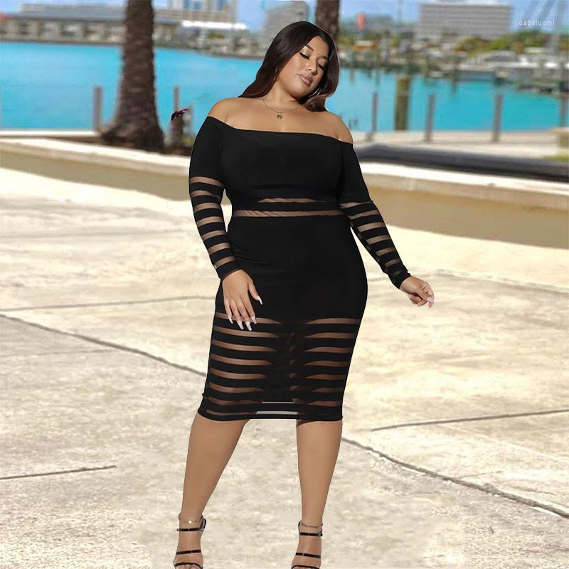 Plus Size Dresses Long Sleeve Women Transparent Mesh Dress Slash Neck Off Shoulder Black Bodycon Wholesale Drop
Plus Size Dresses Long Sleeve Women Transparent Mesh Dress Slash Neck Off Shoulder Black Bodycon Wholesale Drop