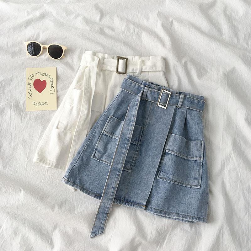 Skirts Mini Skirt Free Belt Denim Short Summer 2023 Women' Korean Version High Waist A-line, Blue
Skirts Mini Skirt Free Belt Denim Short Summer 2023 Women' Korean Version High Waist A-line, Blue