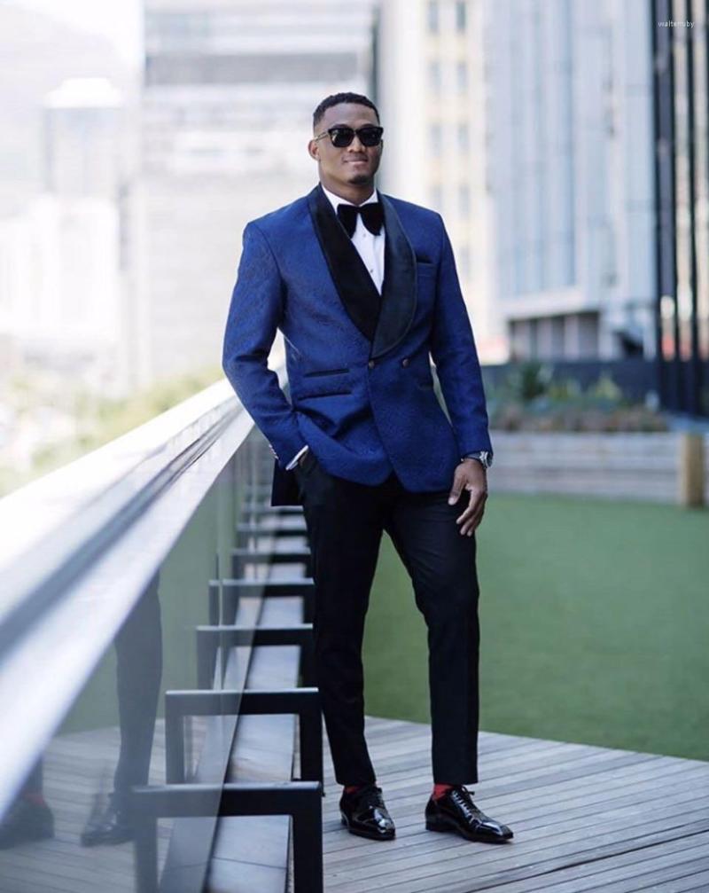 Men's Suits Costume Homme Blue Pattern Men Wedding Tuxedos Shawl Lapel Slim Fit Double Breasted Groom Wear Prom Blazer (Jacket Pants), Custom made 
Men's Suits Costume Homme Blue Pattern Men Wedding Tuxedos Shawl Lapel Slim Fit Double Breasted Groom Wear Prom Blazer (Jacket Pants), Custom made