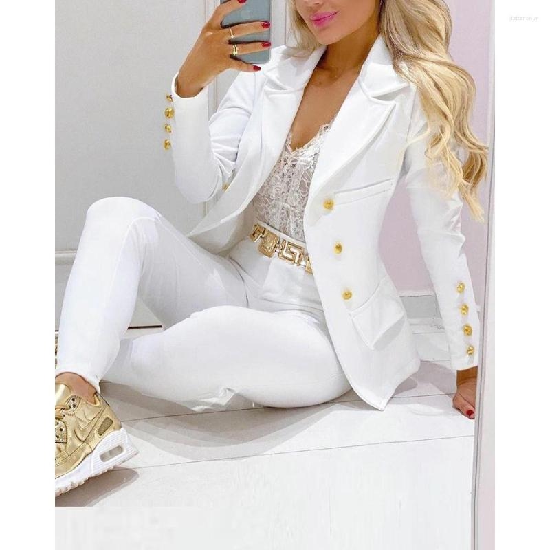 Women' Two Piece Pants Women 2023 Autumn Fashion Lapel Collar Double Breasted Blazer & Tailored Set Long Sleeve Elegant Pieces Outfits, White
Women' Two Piece Pants Women 2023 Autumn Fashion Lapel Collar Double Breasted Blazer & Tailored Set Long Sleeve Elegant Pieces Outfits, White