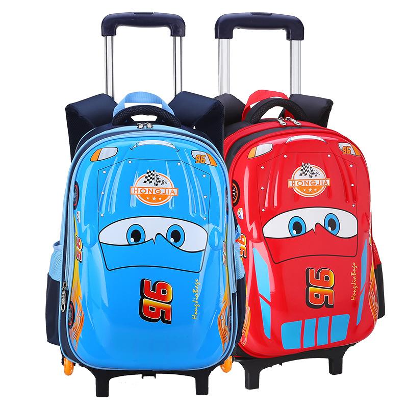 

School Bags Satchel Rolling Backpack For Children Students Kids Wheeled Boys Car Style Trolley Bag With Wheels SchoolSchool, 2 wheels