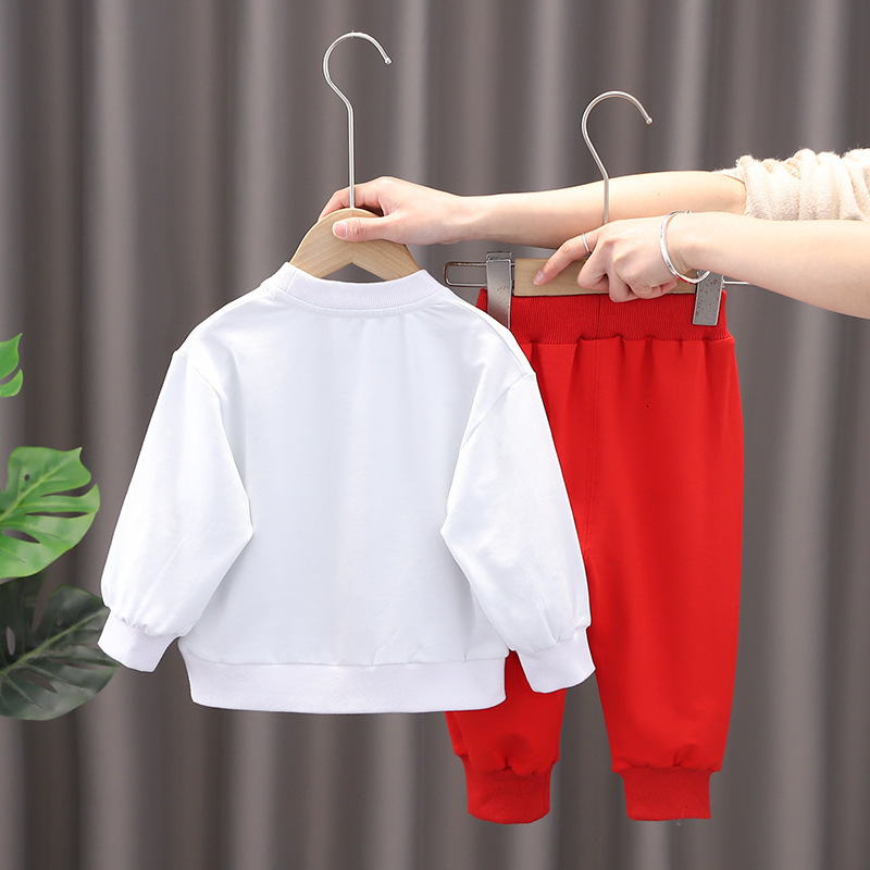 Clothing Sets Spring Autumn Baby Boy Clothes Set Fashion Cartoon Printed Pullover O-neck Long Sleeve Hoodies Tops and Pants 2PCS Girls Outfits 230217