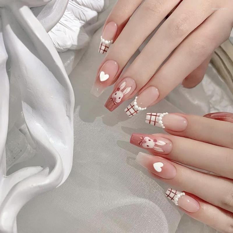 False Nails 24Pcs French Pearl Decor Press On Nail Long Coffin Ballet Tips Valentine's Day Gift For Girls Fake, H2
False Nails 24Pcs French Pearl Decor Press On Nail Long Coffin Ballet Tips Valentine's Day Gift For Girls Fake, H2