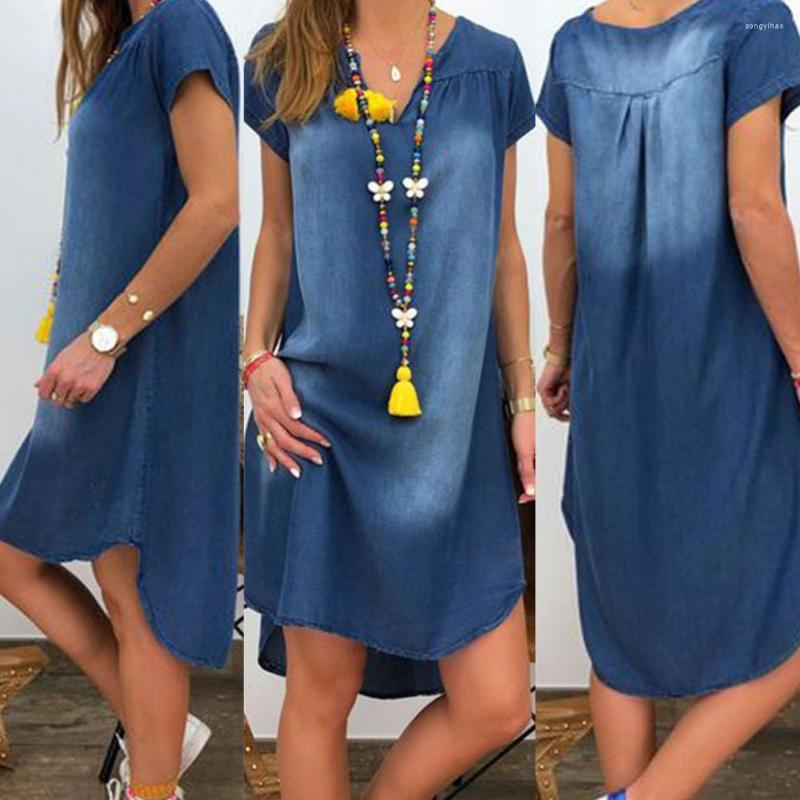 Casual Dresses S Women Stylish V Neck Short Sleeve High-low Hem Loose Knee-length Denim Dress, Light blue
Casual Dresses S Women Stylish V Neck Short Sleeve High-low Hem Loose Knee-length Denim Dress, Light blue