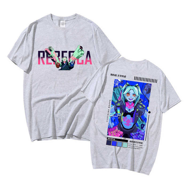 Men's T-Shirts Cyberpunk Edgerunners Rebecca Aesthetic Graphic Tshirt Man Cool Fashion Punk Streetwear Men Women The Locomotive Style T Shirt J23