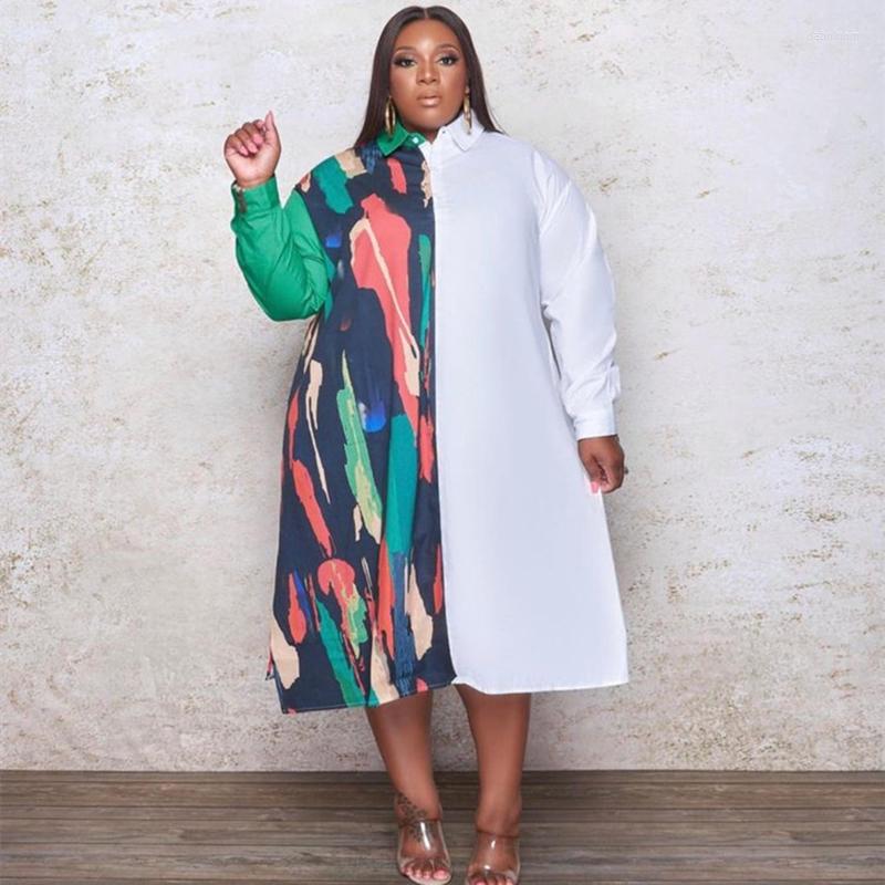 Plus Size Dresses Women Loose Casual Patchwork White Dress Cotton Fall Ladies Long Sleeve Shirt Wholesale Drop
Plus Size Dresses Women Loose Casual Patchwork White Dress Cotton Fall Ladies Long Sleeve Shirt Wholesale Drop