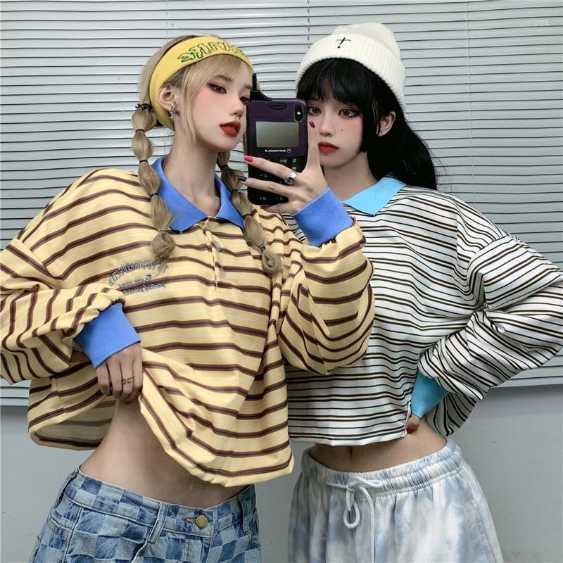 Women's Polos Real Po Of Autumn Clothing Thin Type Long Sleeve Short Striped T-shirt, Pink stripes
Women's Polos Real Po Of Autumn Clothing Thin Type Long Sleeve Short Striped T-shirt, Pink stripes