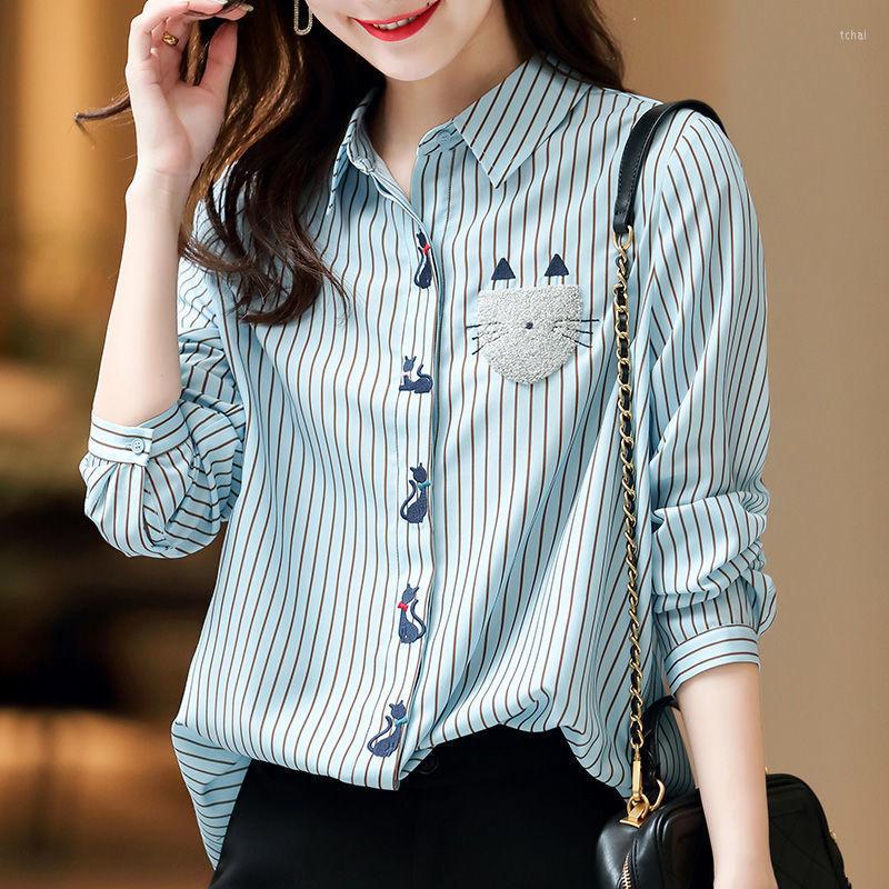 Women' Blouses XEJ Fashion Women 2023 Casual Youth Striped Shirt Clothing Spring Summer Chiffon Blouse For Long Sleeve Tunics, Blue
Women' Blouses XEJ Fashion Women 2023 Casual Youth Striped Shirt Clothing Spring Summer Chiffon Blouse For Long Sleeve Tunics, Blue