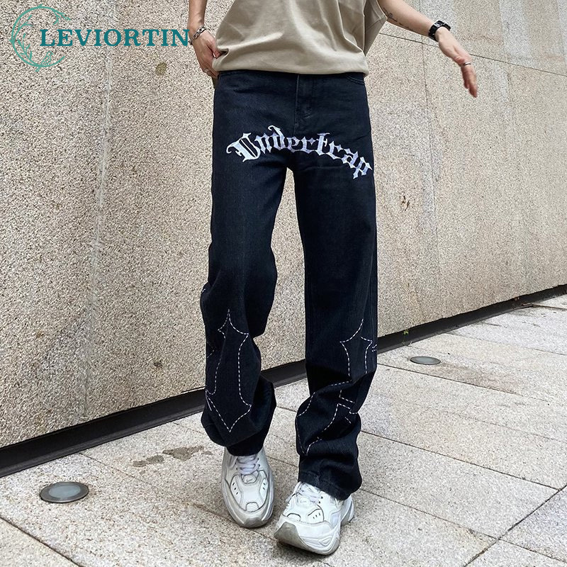 Men's Jeans Y2K Hip Hop Mens Black Streetwear Harajuku Letter Print Wide Leg Straight Pants Alt Denim Trousers Unises 230216
Men's Jeans Y2K Hip Hop Mens Black Streetwear Harajuku Letter Print Wide Leg Straight Pants Alt Denim Trousers Unises 230216