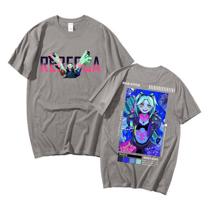 Men's T-Shirts Cyberpunk Edgerunners Rebecca Aesthetic Graphic Tshirt Man Cool Fashion Punk Streetwear Men Women The Locomotive Style T Shirt J23