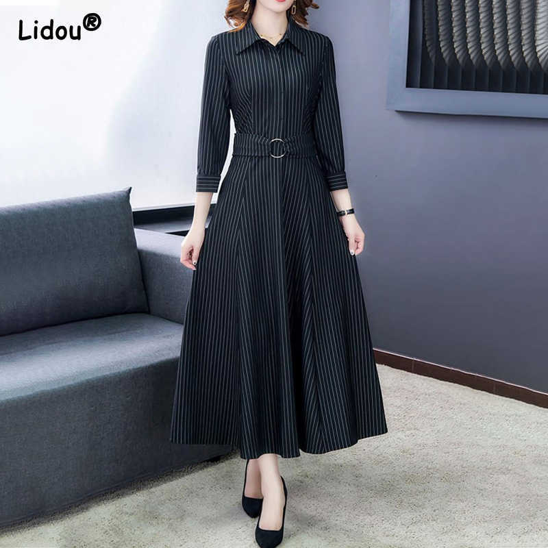 Casual Dresses Turndown Collar Fashion New Long Sleeved Belt Striped Autumn Winter Dress Women's Clothing 2022 Pullover Empire Office Lady Z0216, Black
Casual Dresses Turndown Collar Fashion New Long Sleeved Belt Striped Autumn Winter Dress Women's Clothing 2022 Pullover Empire Office Lady Z0216, Black