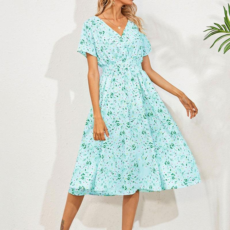 Party Dresses Women Floral Print Casual V-Neck Short-Sleeved A-Line Beach Long Robe Dress Summer 2023 High Waist Femme, Green
Party Dresses Women Floral Print Casual V-Neck Short-Sleeved A-Line Beach Long Robe Dress Summer 2023 High Waist Femme, Green