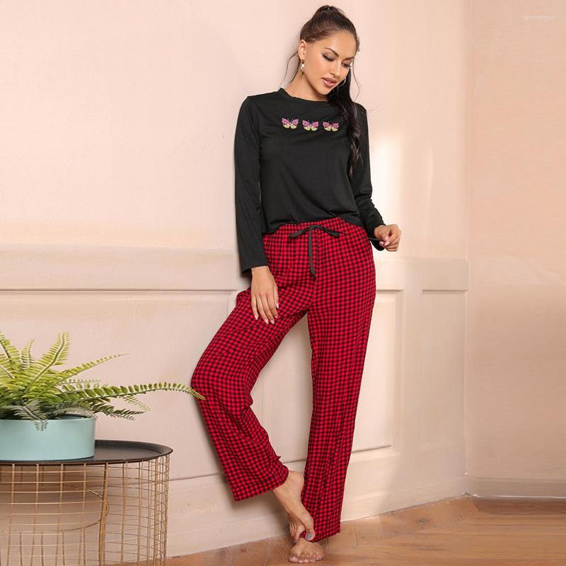 Women' Sleepwear Print Butterfly Women Pajamas Sets Full Sleeve Jacket& Plaid Pant Pyjamas Suit 2PCS Cotton O-Neck Underwear Nightwear, Color 1
Women' Sleepwear Print Butterfly Women Pajamas Sets Full Sleeve Jacket& Plaid Pant Pyjamas Suit 2PCS Cotton O-Neck Underwear Nightwear, Color 1