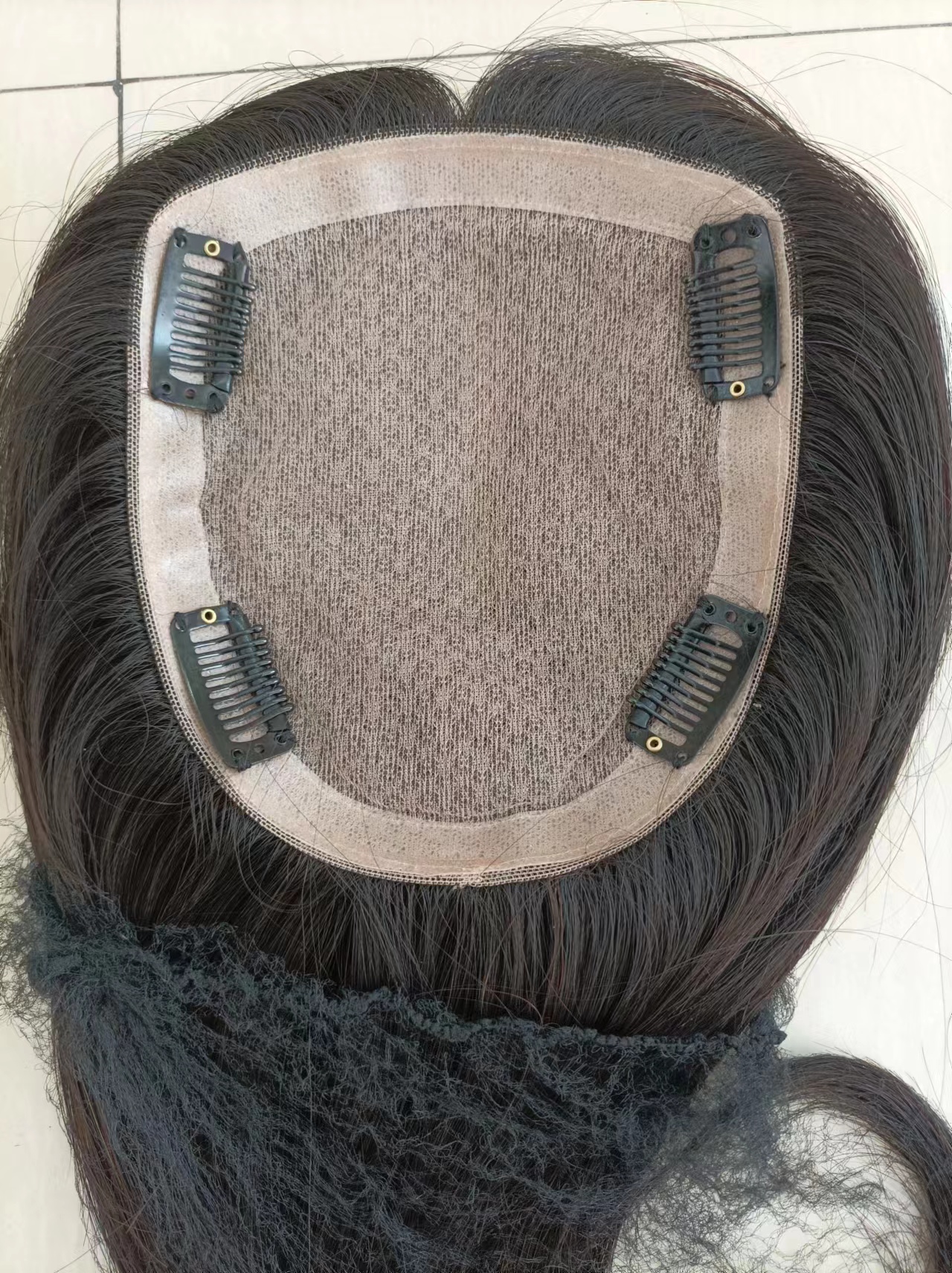 8X12cm Silk Skin Base Topper Women Toupee Chinese Virgin Human Hair Piece with 4 Clips In Natural Scalp Top Overlay Free Parting