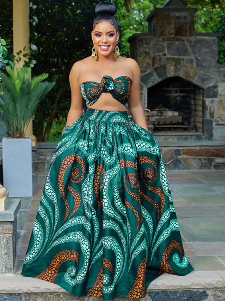 Tracksuits Plus Size Women Clothing Two Piece Suit Strapless Crop Top Folk Dress Set Vacation Summer Sexy Outfits Wholesale Drop, Green
Tracksuits Plus Size Women Clothing Two Piece Suit Strapless Crop Top Folk Dress Set Vacation Summer Sexy Outfits Wholesale Drop, Green