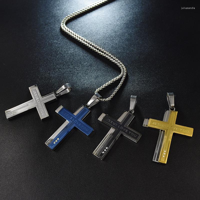 Pendant Necklaces Dolaime Classical Men Cross Necklace 'Jesus Love You' Charm Stainless Steel For Women Pray Jewelry His/her
Pendant Necklaces Dolaime Classical Men Cross Necklace 'Jesus Love You' Charm Stainless Steel For Women Pray Jewelry His/her