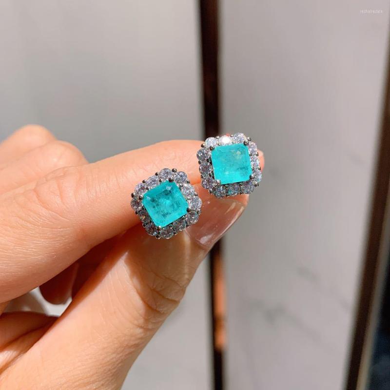 Stud Earrings QVintage Silver Color Paraiba Tourmaline Stone Birthstone Ear Studs Ladies Jewelry
Stud Earrings QVintage Silver Color Paraiba Tourmaline Stone Birthstone Ear Studs Ladies Jewelry