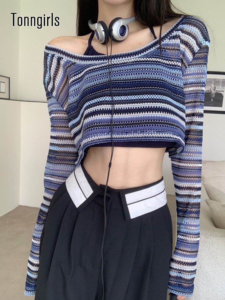 Women's TShirt Tonngirls Grunge Aesthetic T Shirt Women Striped Crop Tops Long Sleeve Knitted America Retro Smock Fairycore Tee Autumn 230217, Lavender
Women's TShirt Tonngirls Grunge Aesthetic T Shirt Women Striped Crop Tops Long Sleeve Knitted America Retro Smock Fairycore Tee Autumn 230217, Lavender