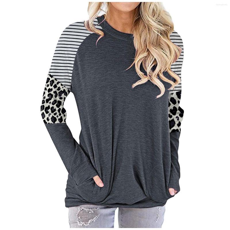 Women's T Shirts Polyester Long Sleeve Stripe&Leopard Pullover Crewneck Shirt Top Blouse Women Loose Pocket Tops Active Wear, White
Women's T Shirts Polyester Long Sleeve Stripe&Leopard Pullover Crewneck Shirt Top Blouse Women Loose Pocket Tops Active Wear, White