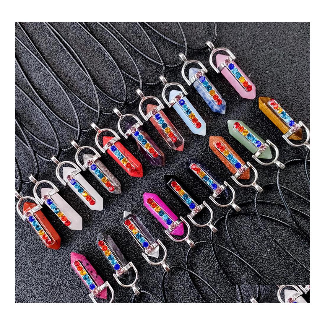 Pendant Necklaces Hexagonal Prism Lapis Tiger Eye Crystal Pink Quartz Natural Stone 7 Chakra Necklace With 50Cm Stainless Steel Chai Dhymk
Pendant Necklaces Hexagonal Prism Lapis Tiger Eye Crystal Pink Quartz Natural Stone 7 Chakra Necklace With 50Cm Stainless Steel Chai Dhymk