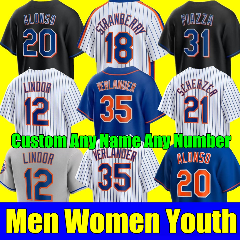 S-4XL New 2023 Justin Verlander Pete Alonso Baseball Jersey Francisco Lindor York Edwin Diaz Kodai Senga Starling Marte Mets Strawberry Keith Hernandez jerseys