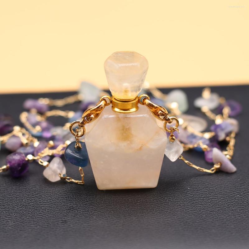 Pendant Necklaces Natural Stone Crystal Necklace Gravel Fluorite Link Chain Perfume Bottle For Women Jewelry Party Gifts
Pendant Necklaces Natural Stone Crystal Necklace Gravel Fluorite Link Chain Perfume Bottle For Women Jewelry Party Gifts