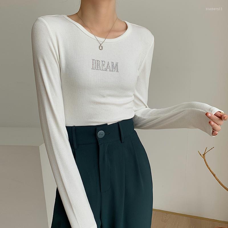 Women's T Shirts 2023 Women's Autumn Korean Letters Rhinestone Design Long Sleeve T-Shirt Female Fashion Slim Black Tops 20445
Women's T Shirts 2023 Women's Autumn Korean Letters Rhinestone Design Long Sleeve T-Shirt Female Fashion Slim Black Tops 20445