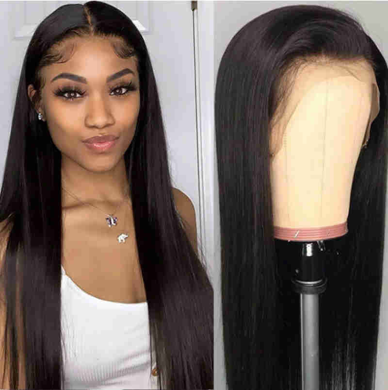 180% Mid parting black long straight wig net red woven lace European American lace wigs headband
180% Mid parting black long straight wig net red woven lace European American lace wigs headband