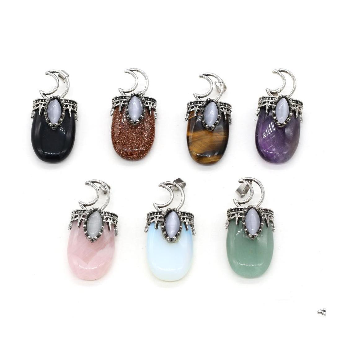 Charms 22X45Mm Natural Stone 7 Chakra Retro Moon Shape Pendant Rose Quartz Healing Reiki Crystal Finding For Diy Necklaces Jewelry S Dhwch
Charms 22X45Mm Natural Stone 7 Chakra Retro Moon Shape Pendant Rose Quartz Healing Reiki Crystal Finding For Diy Necklaces Jewelry S Dhwch