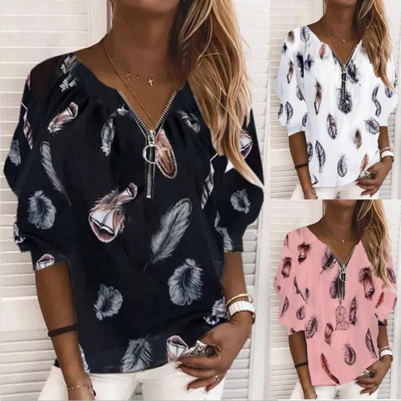 Women' Polos 2023 T Shirts Fashion Long Sleeve Zipper V-neck Autumn Clothing Feather Print Loose Top Street Casual Tshirt Ladies, Pink
Women' Polos 2023 T Shirts Fashion Long Sleeve Zipper V-neck Autumn Clothing Feather Print Loose Top Street Casual Tshirt Ladies, Pink