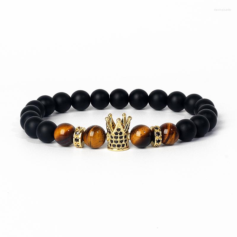 Strand Fashion Micro CZ King Queen Crown Charm Bracelets Women Onyx Tiger Eye Beads Bracelet Nature Stone Zirconia Accessories Jewelry
Strand Fashion Micro CZ King Queen Crown Charm Bracelets Women Onyx Tiger Eye Beads Bracelet Nature Stone Zirconia Accessories Jewelry