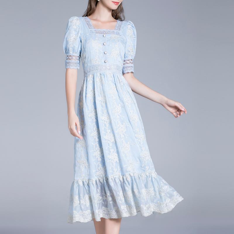 Party Dresses JSXDHK 2023 Summer Sweet Girl Long Dress Fashion Women Mesh Flower Embroidery Square Collar Female Button Decor, Beige
Party Dresses JSXDHK 2023 Summer Sweet Girl Long Dress Fashion Women Mesh Flower Embroidery Square Collar Female Button Decor, Beige