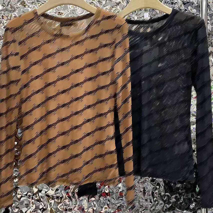 23ss Women' Brand mesh Lace half-high collar embroidery long-sleeved T-shirt top, Black
23ss Women' Brand mesh Lace half-high collar embroidery long-sleeved T-shirt top, Black