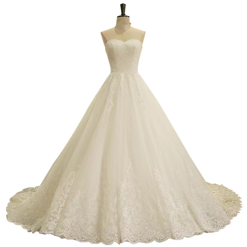 2023 Beaded Embroidery Ball Gowns Wedding Dresses Princess Gown Corset Sweetheart Organza Ruffles Cathedral Train Bridal Dress lace Plus Size Custom M