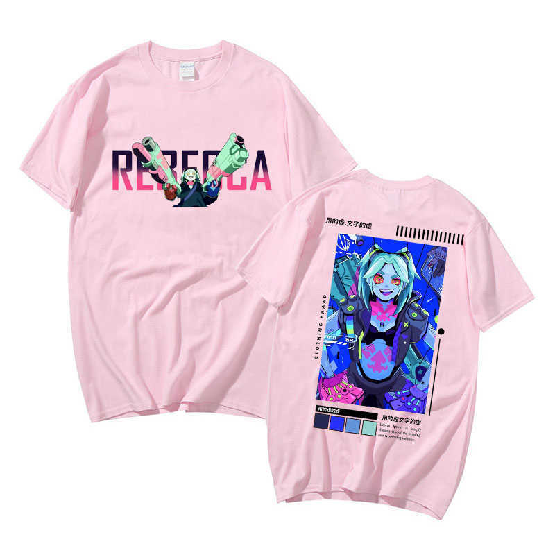 Men's T-Shirts Cyberpunk Edgerunners Rebecca Aesthetic Graphic Tshirt Man Cool Fashion Punk Streetwear Men Women The Locomotive Style T Shirt J23