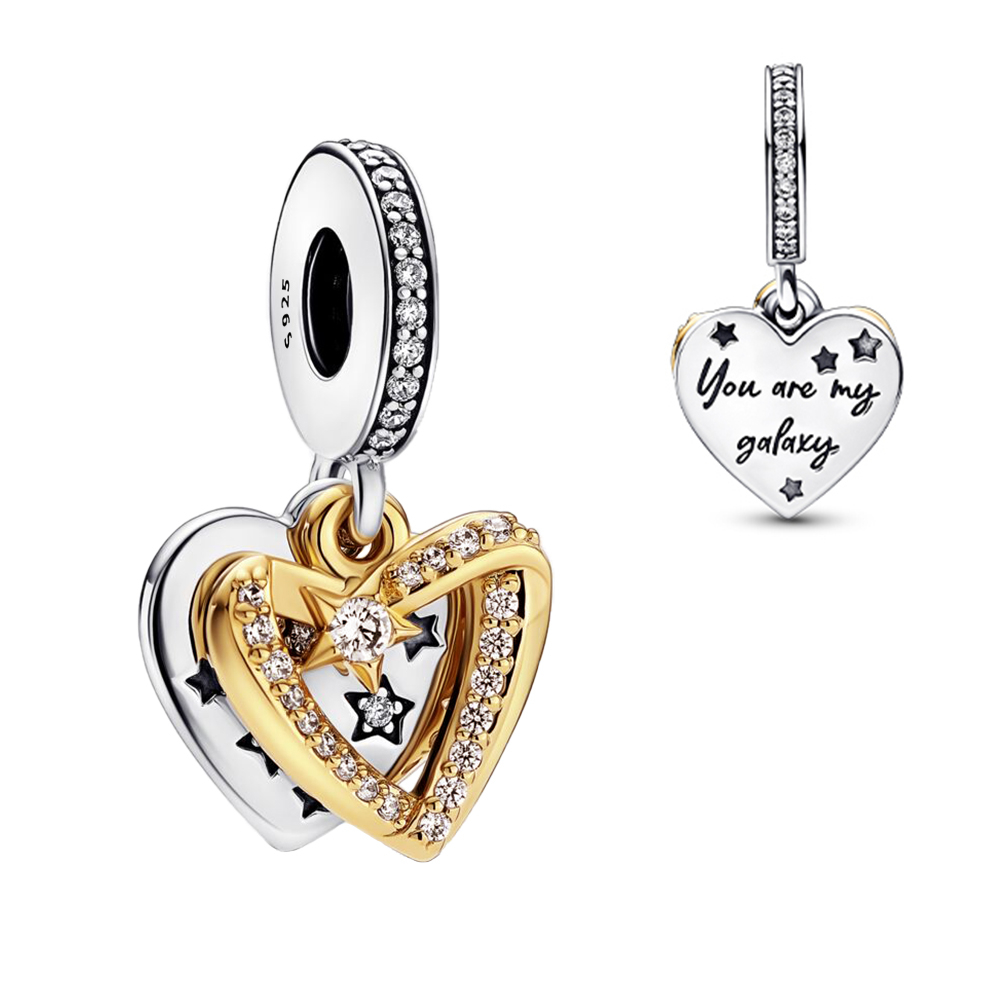 Real 925 Sterling Silvercute Woman Charms For Love Heart Beads Robot Amulet Charm Bracelet Bangles Necklace Charm
