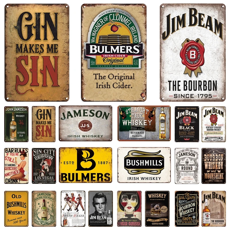Retro Vintage Metal art painting Plaque Bulmers Jim Beam Metal Sign Metal Plate Tin Signs For Bar Club Man Cave Pub Wall personalized Decor size 30X20CM w02
Retro Vintage Metal art painting Plaque Bulmers Jim Beam Metal Sign Metal Plate Tin Signs For Bar Club Man Cave Pub Wall personalized Decor size 30X20CM w02