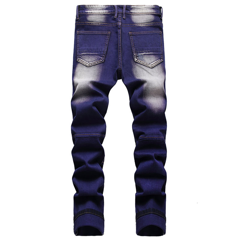 Men's Jeans High Quality Men Casual Coated Straight Pleated Biker Male Motorcycle Denim Pants Vaqueros Hombre Plus Size 42 230217