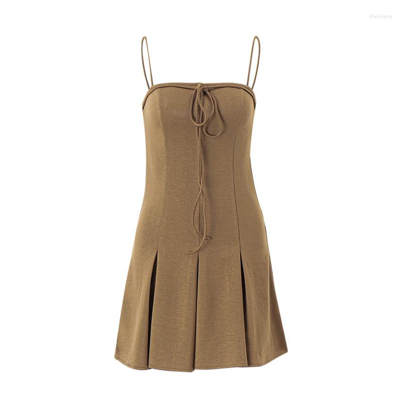Casual Dresses Women Attractive Spaghetti Strap Dress Solid Color Sleeveless Tie Front Cinched Waist Pleated Skirt /M/L
Casual Dresses Women Attractive Spaghetti Strap Dress Solid Color Sleeveless Tie Front Cinched Waist Pleated Skirt /M/L