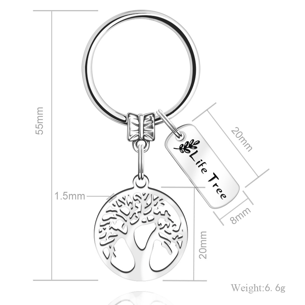 Life Tree Keychain Pendant Stainless Steel Keychain Keyring Creative Birthday Gift Key Chains