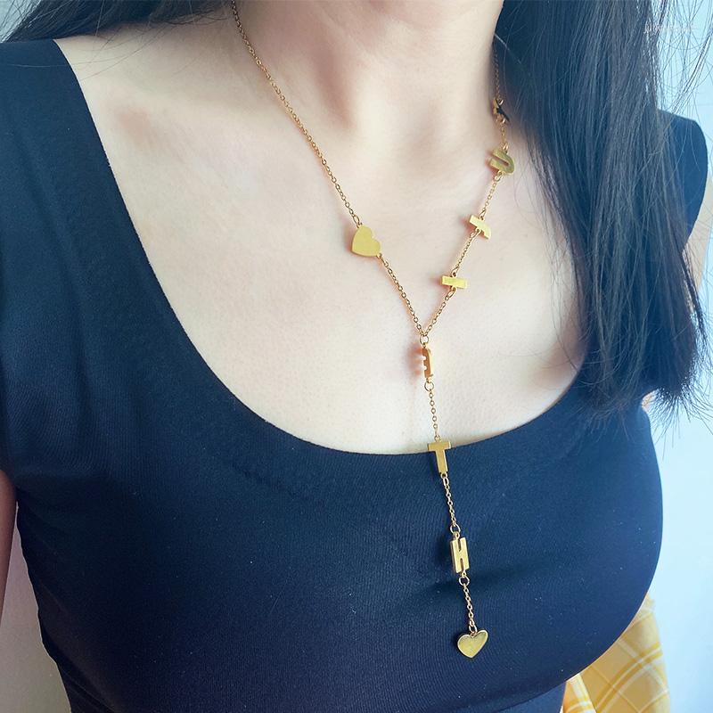 Pendant Necklaces Double Love Letter Necklace Stainless Steel Long European And American Fashion Jewelry Gift
Pendant Necklaces Double Love Letter Necklace Stainless Steel Long European And American Fashion Jewelry Gift